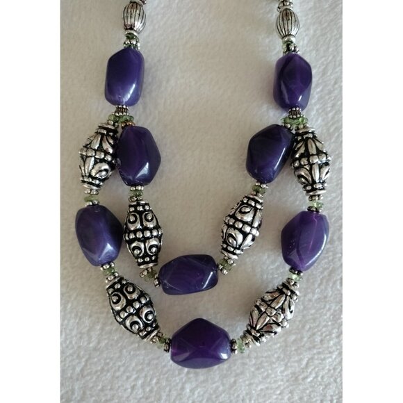 Avon Jewelry - Avon Vintage Necklace Bold Amethyst Color Button Silver Cabochon Purple Jewelry